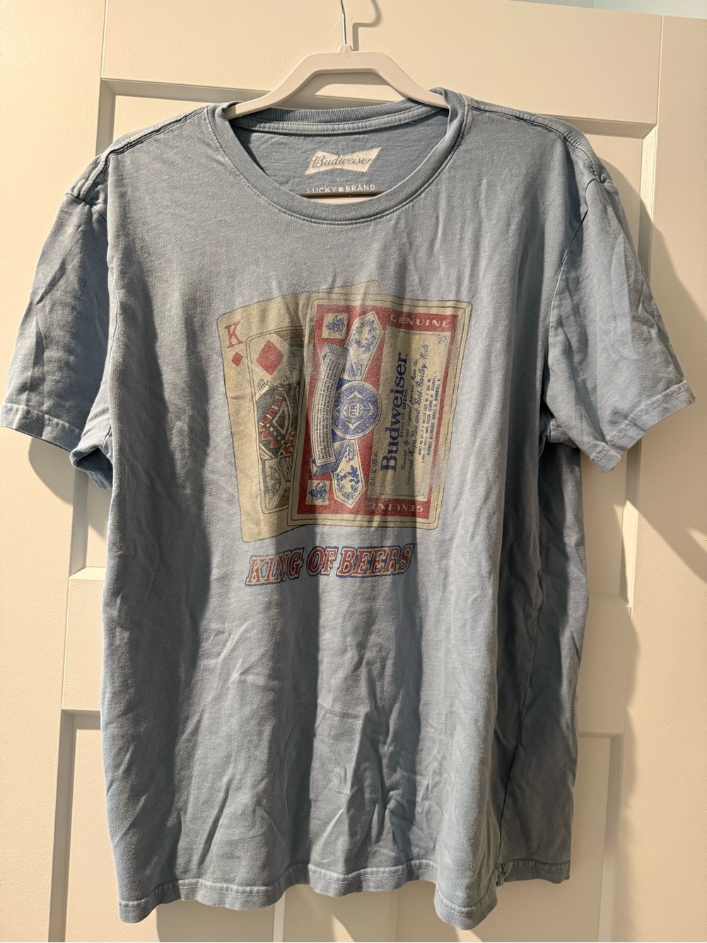 Lucky Brand Light Blue Budweiser 'King of Beers' Graphic Tee
